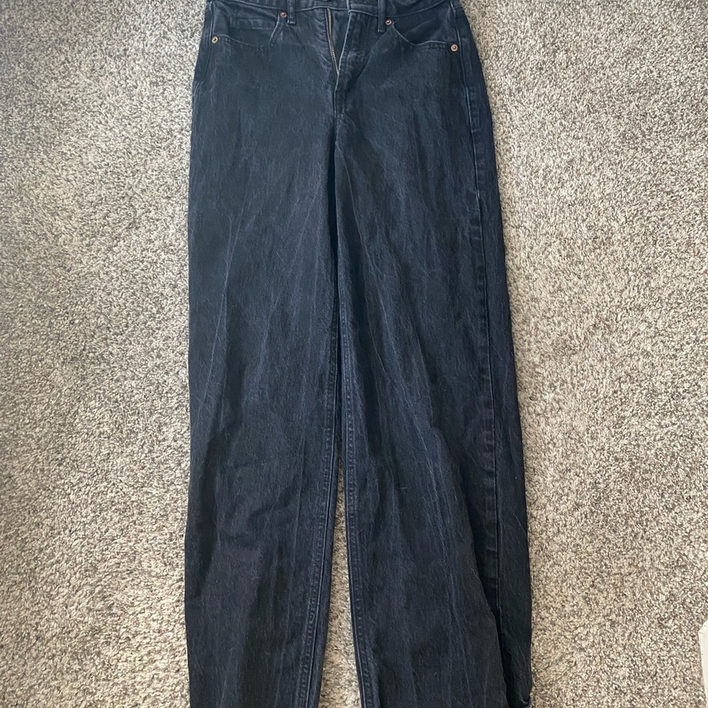 Black straight leg jeans, size 0